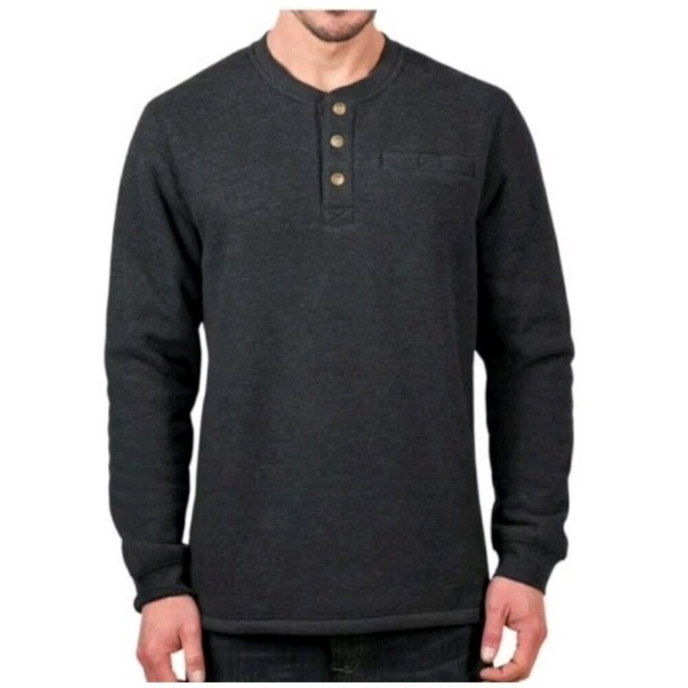 Lee Premium Henley Sweater Men's Size XL Blue Sherpa Lined Button Front Pocket
